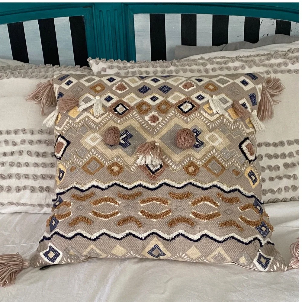 Pier 1 Imports Decorative Pillow Boho Accent‎ Throw Pillow with Tassels